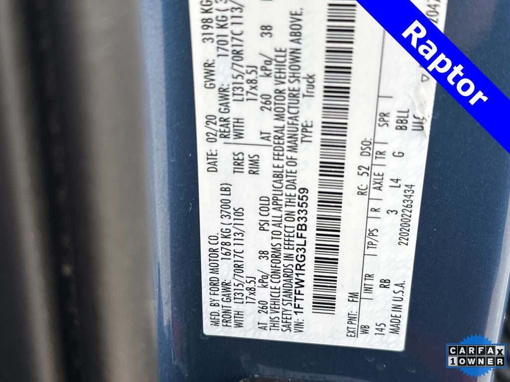 2020 Ford F-150 Raptor